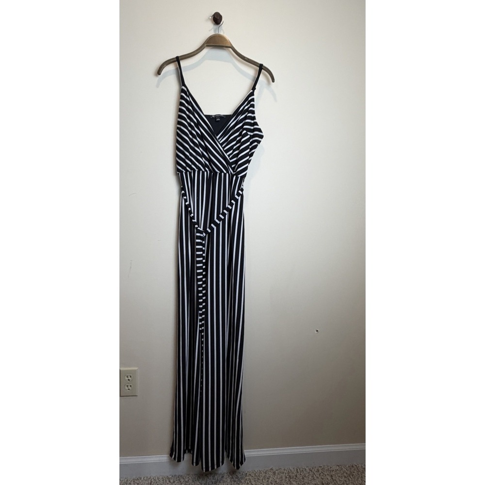 I.N.C. Concepts Black And White Striped Jumpsuit Size L